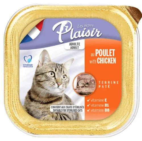 מעדן פטה פלז'יר לחתול בטעם עוף 100 גרם Plaisir