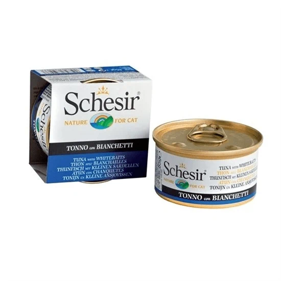 schesir שזיר מעדן לחתול טונה ודגיגים לבנים 14 יח' של 85 גרם