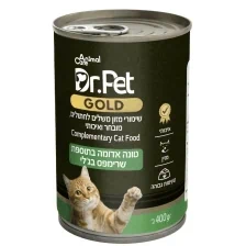 דר פט גולד שימורי טונה אדומה בציפוי שרימפס לחתול 400 גרם