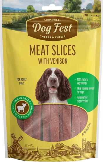 Dog Fest דוג פסט חטיף לכלב פרוסות בשר צבי 90 גרם