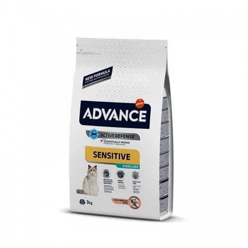 Advance אדוונס מזון יבש לחתול בוגר סנסיטיב סטרילייזד סלמון 3|10 ק"ג