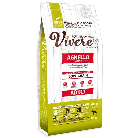 Vivere ויורה מזון הוליסטי כבש לכלבים בוגרים מגזע בינוני 12 ק"ג
