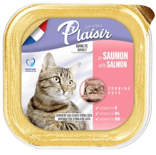 מעדן פטה פלז'יר לחתול בטעם סלומון 100 גרם Plaisir