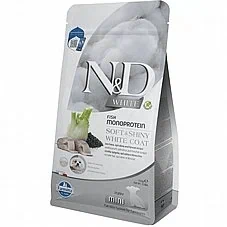 N&D אן די 1.5 ק"ג מזון יבש לכלבים גורים מגזע קטן בעלי פרווה לבנה בטעם דג (וויט)