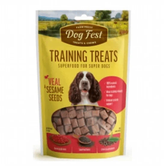 Dog Fest דוג פסט חטיף אילוף לכלבים עגל וזרעי שומשום 90 גרם