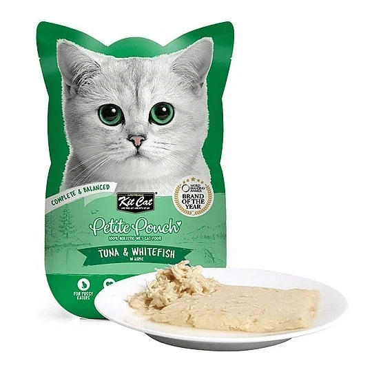 קיט קט פאוץ' לחתול טונה עם דג לבן 70 גרם Kit Cat Petite Pouch