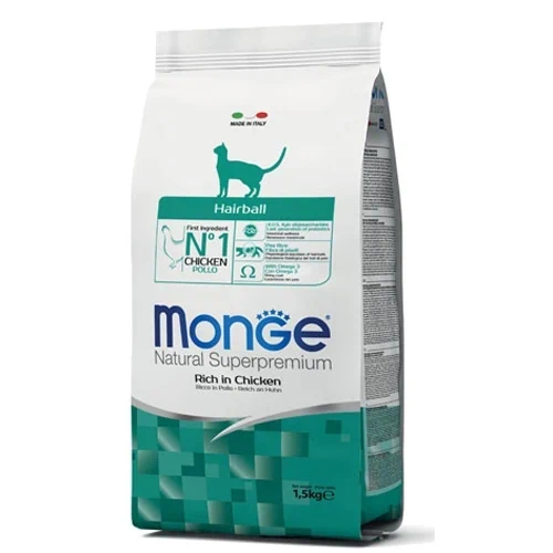 מונג’ היירבול עוף מזון יבש לחתול בוגר MONGE